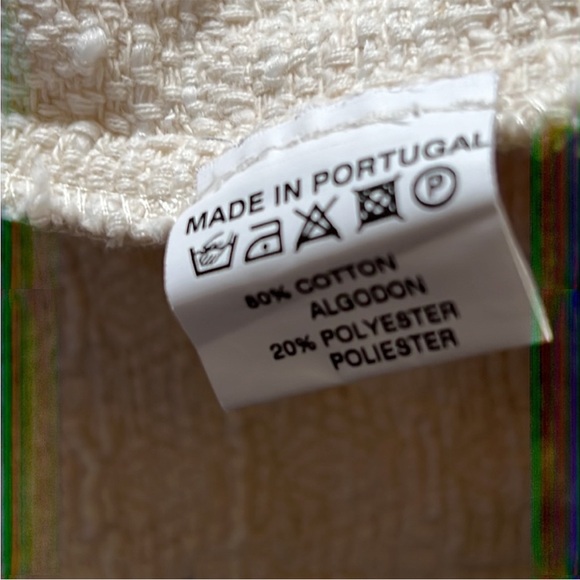 Vilagallo Open Front Cotton Woven Jacket with Fringe, Off White - Picture 8 of 8